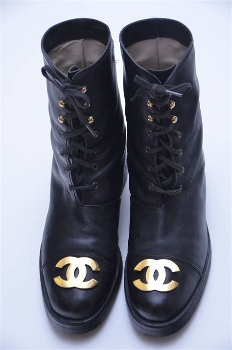 chanel combat boots used|vintage Chanel combat boots.